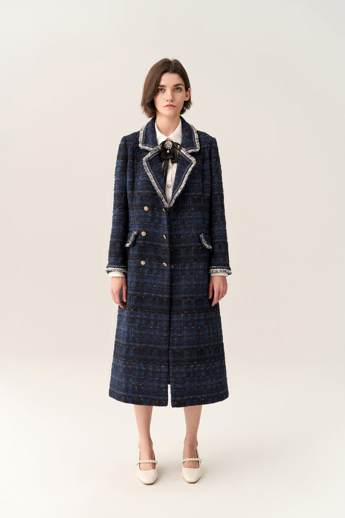 Notched-lapel Double-breasted Maxi Coat