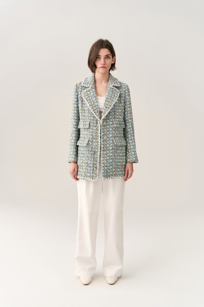 Flap Pocket Notch-lapels Tweed Coat