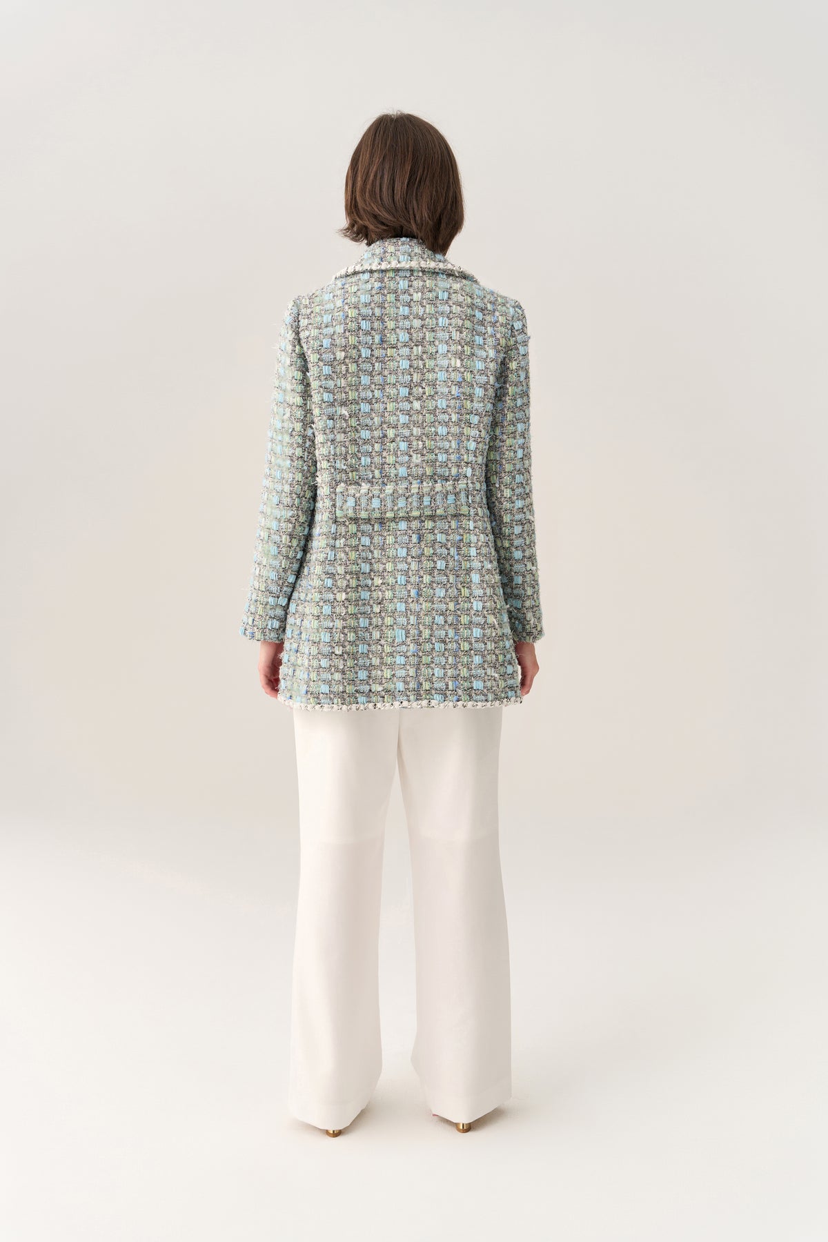 Flap Pocket Notch-lapels Tweed Coat