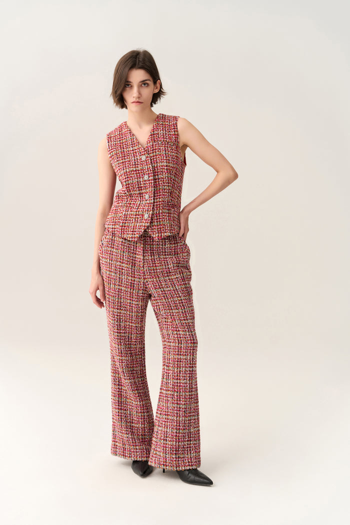 Mid-waist Slim-fit Flared Trousers