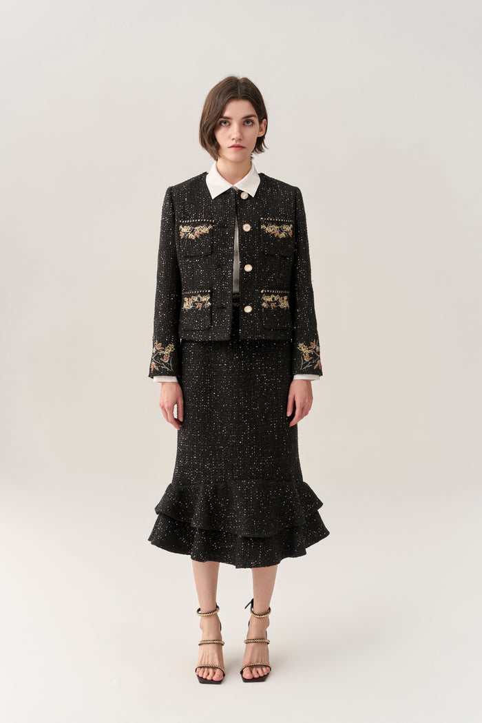 Prestige Sequined Tweed Fishtail Skirt