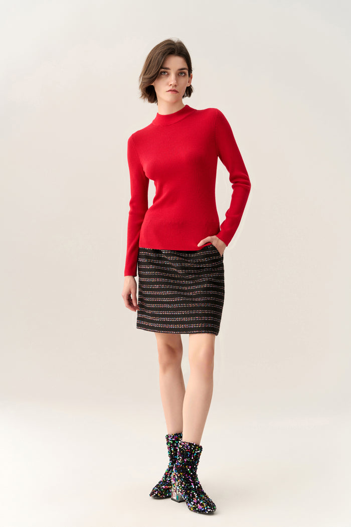 Lurex Striped Knee-length Skirt