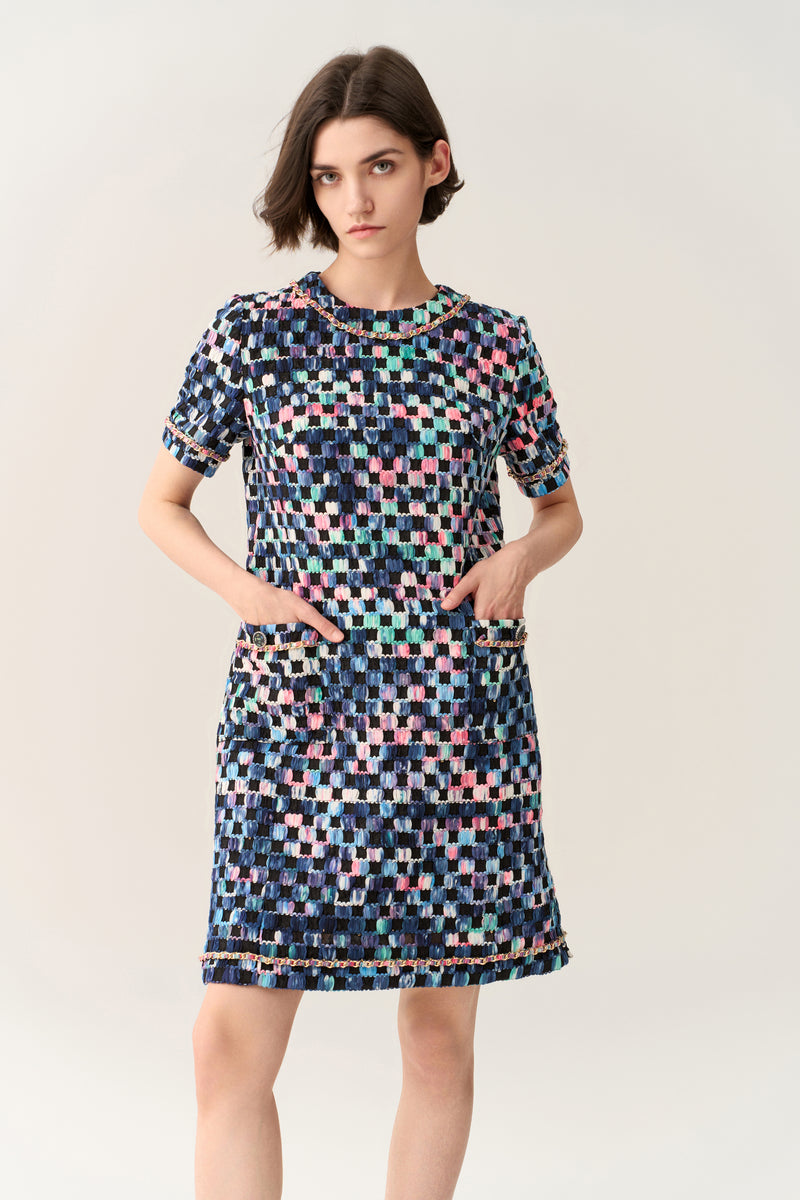 Gradient Checker Pattern Dress