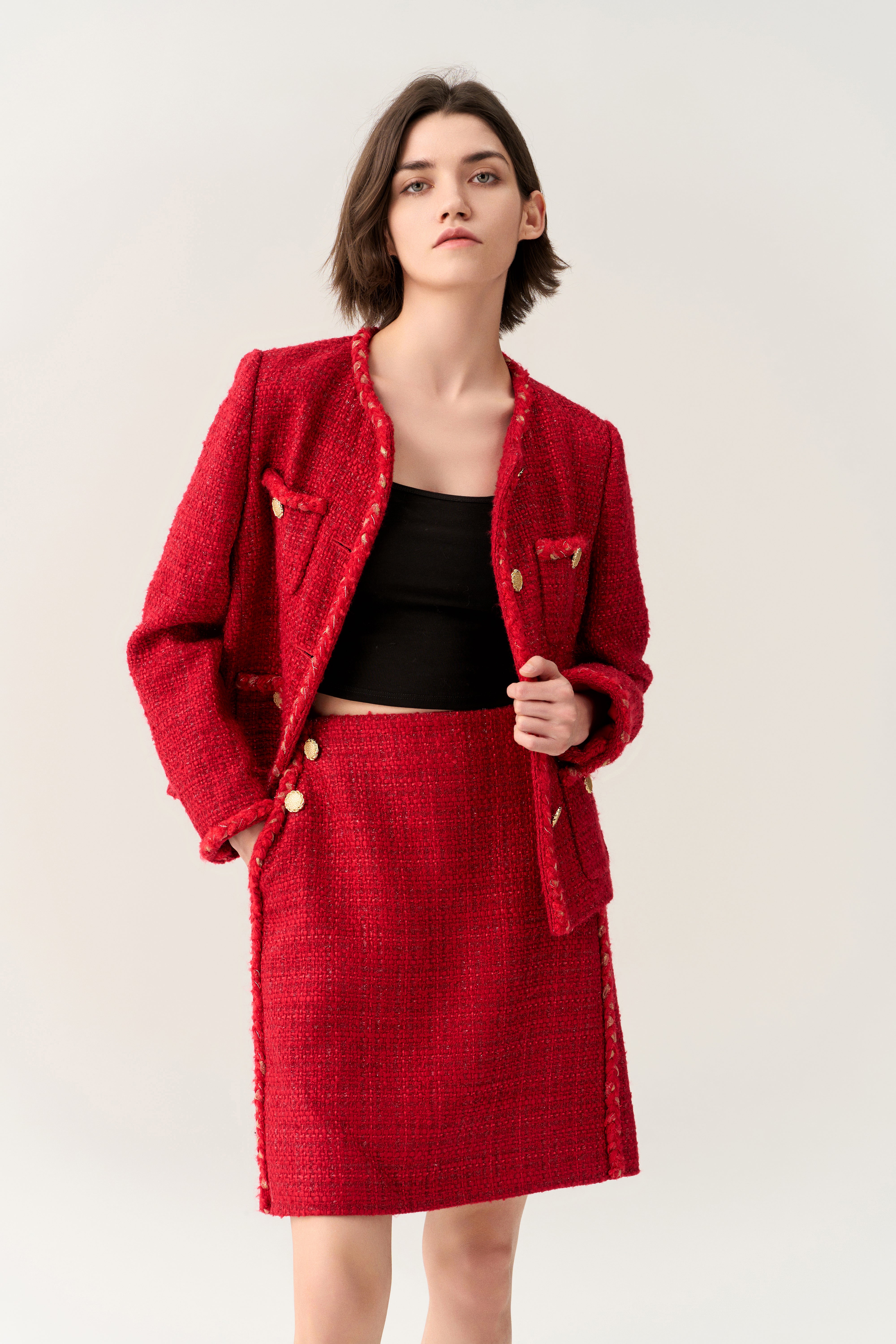 Patch-pocket Tweed Jacket