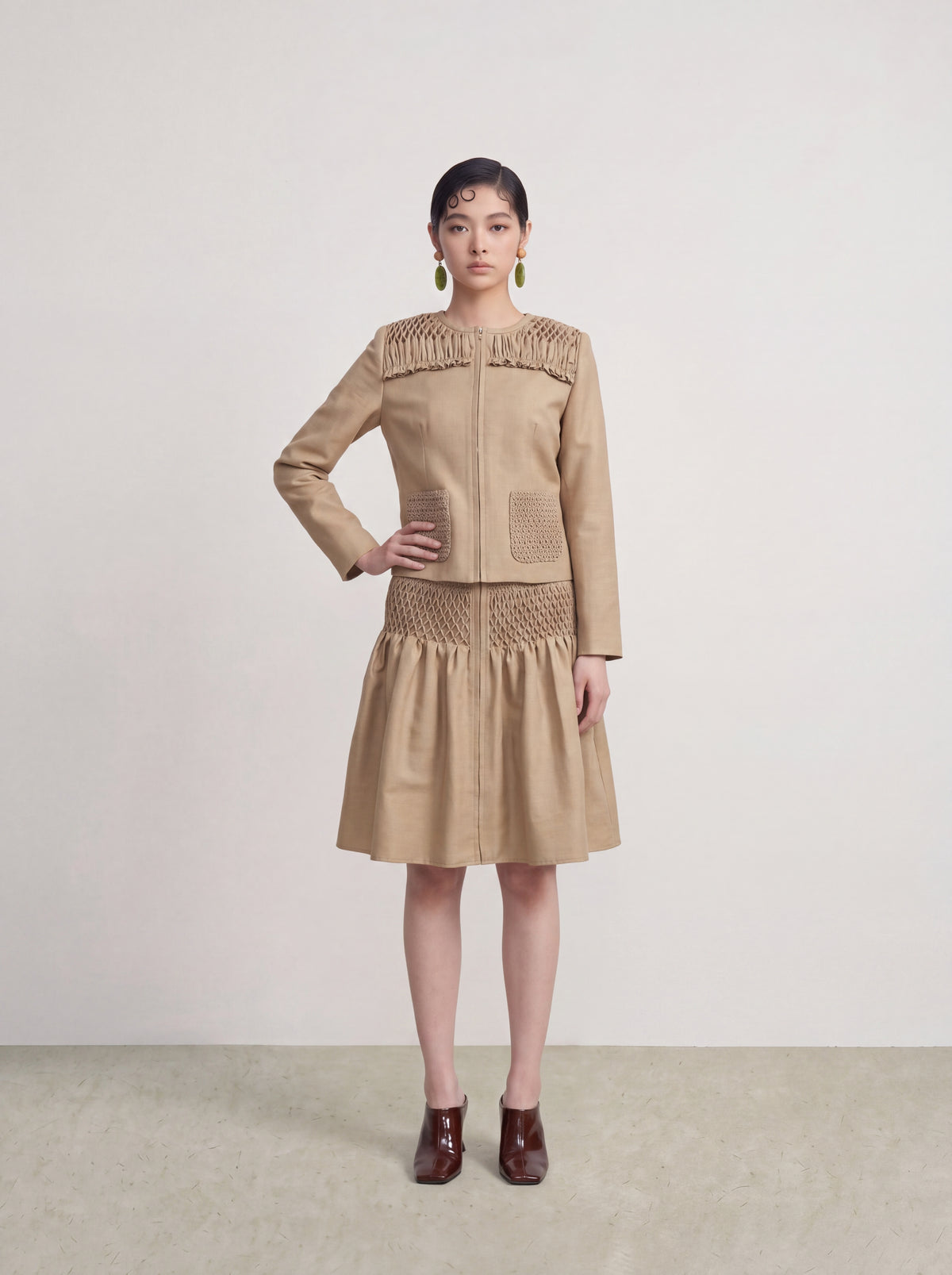 Beige Smock Texture Jacket