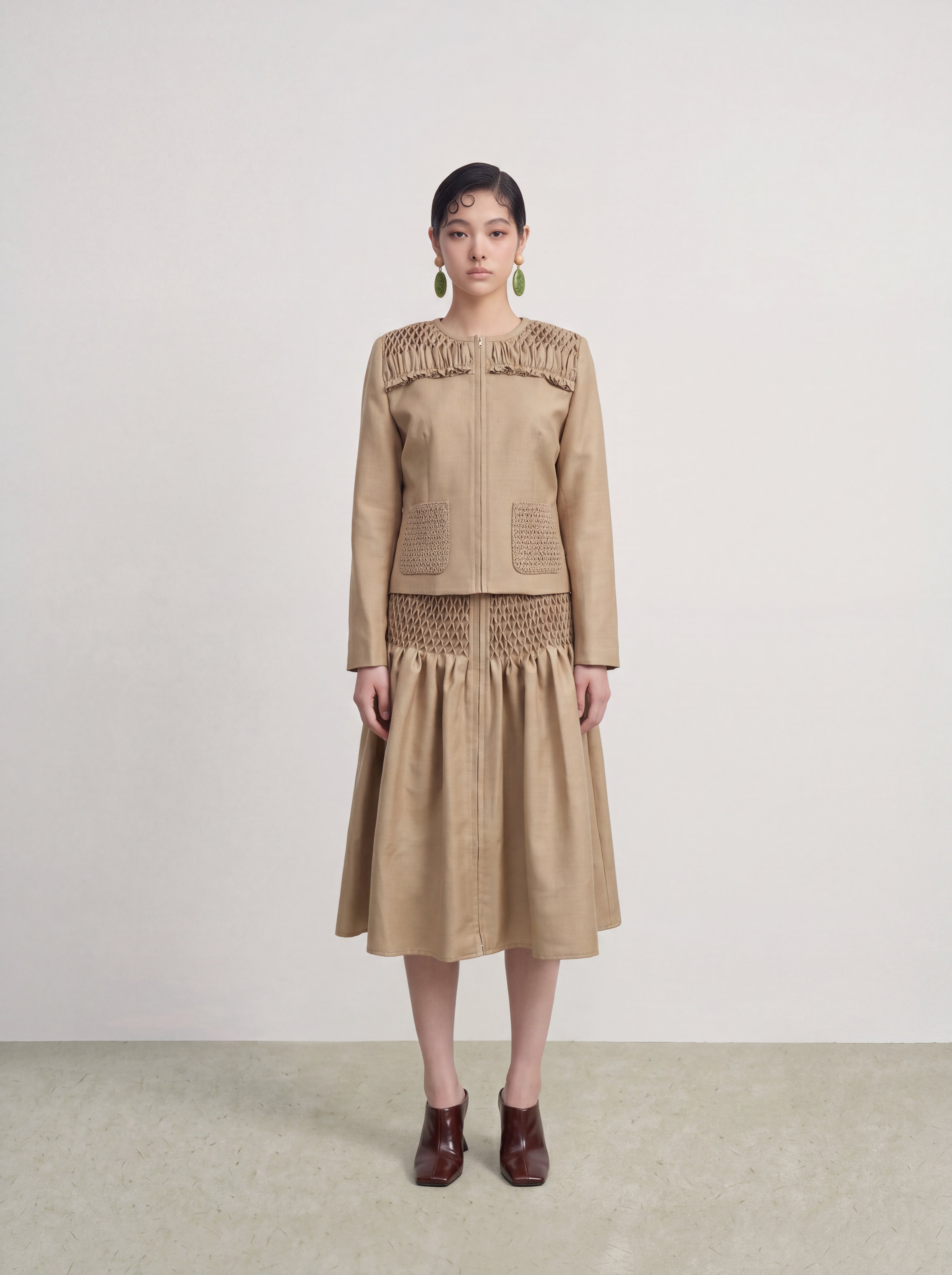 Beige Smock Texture Jacket