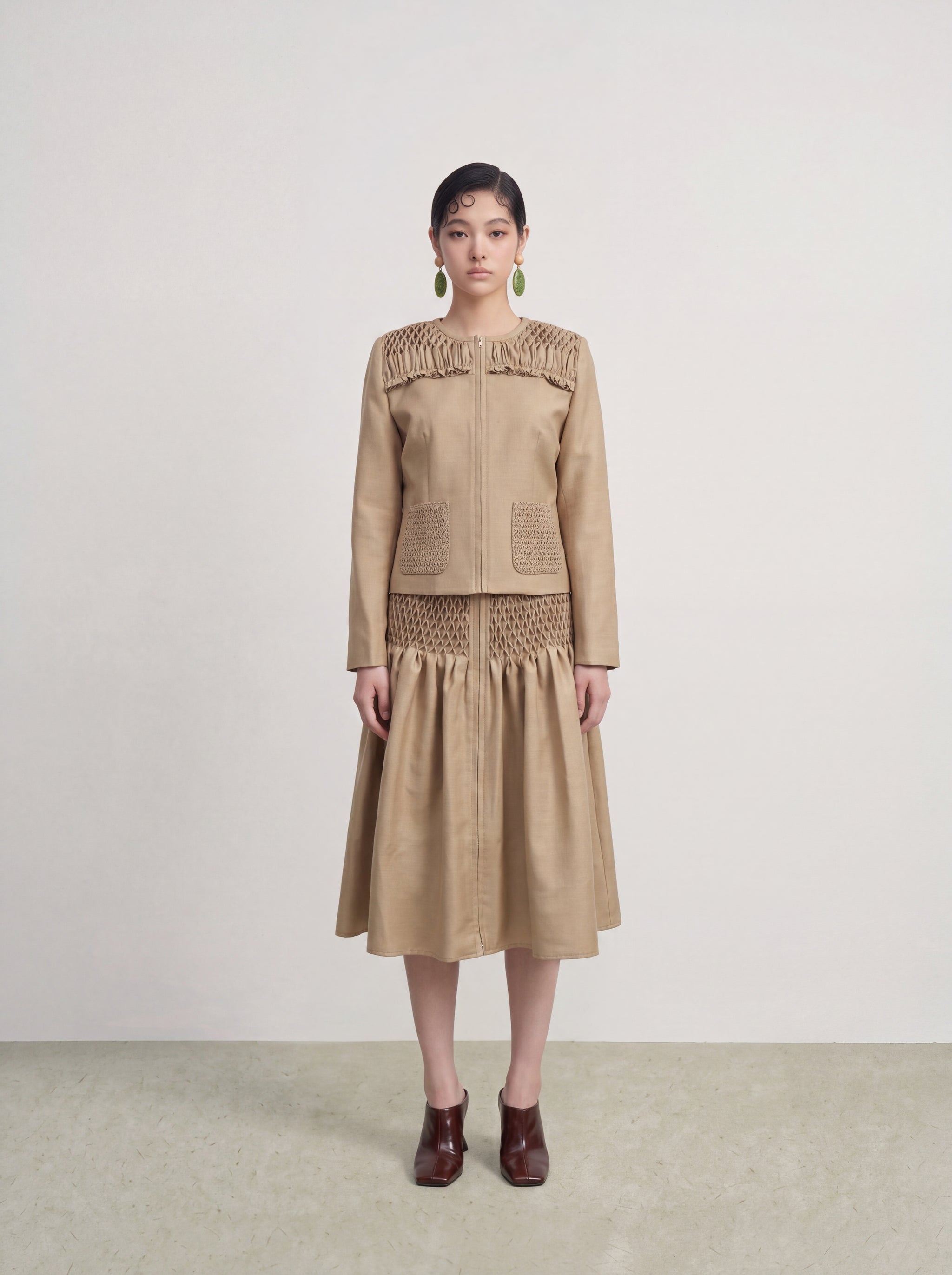 Beige Smock Texture Jacket