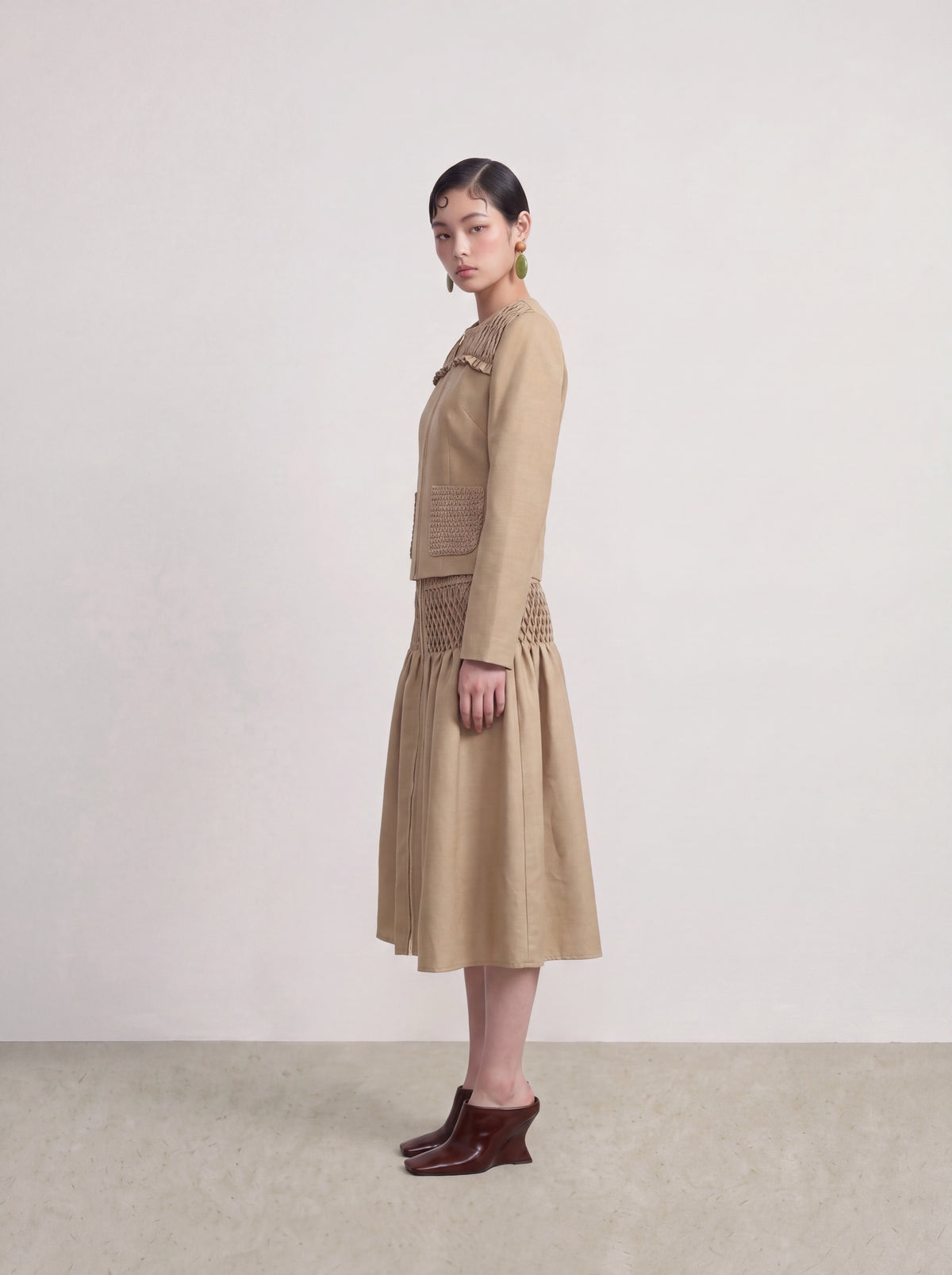 Beige Smock Texture Jacket