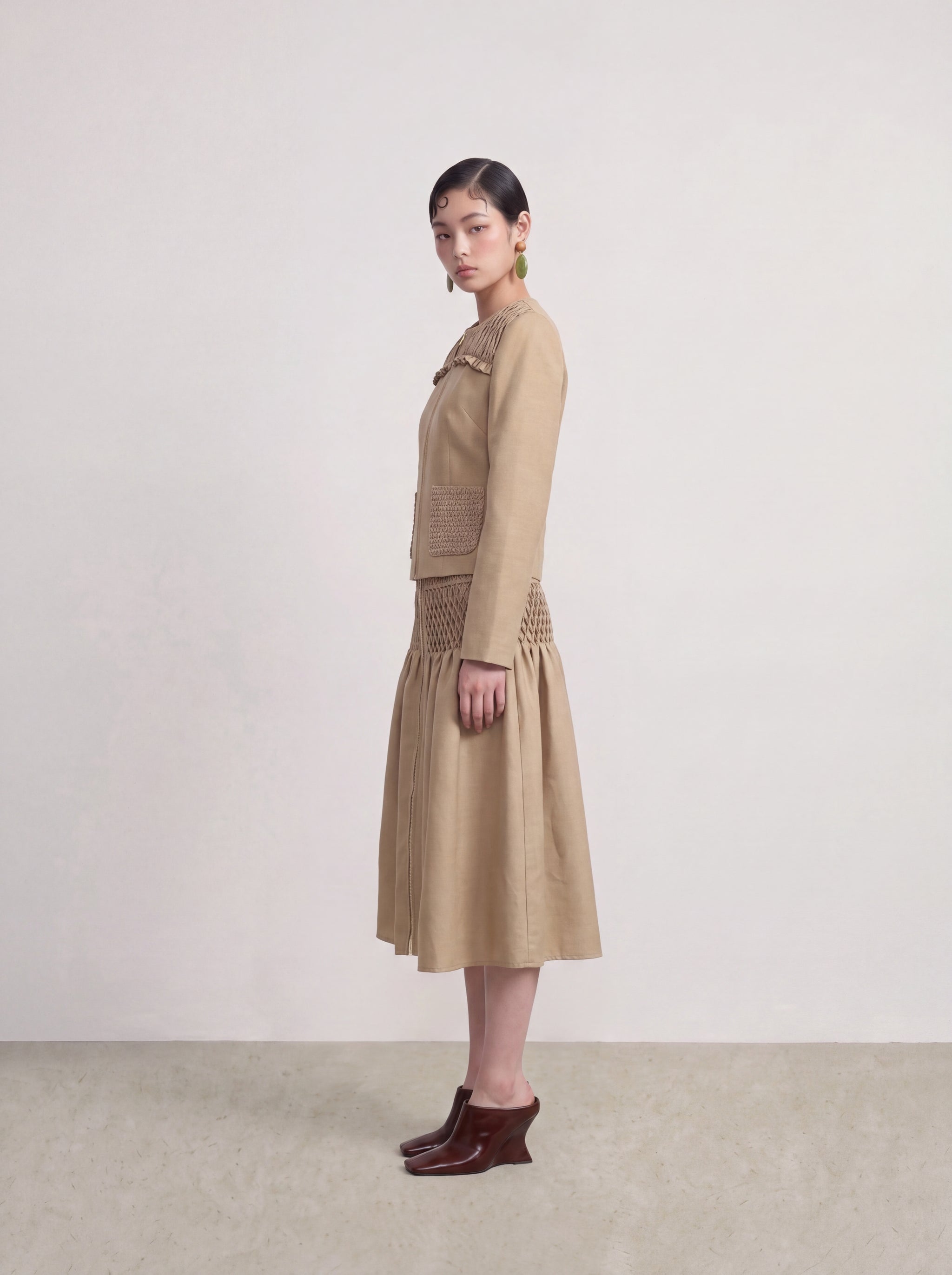 Beige Smock Texture Jacket