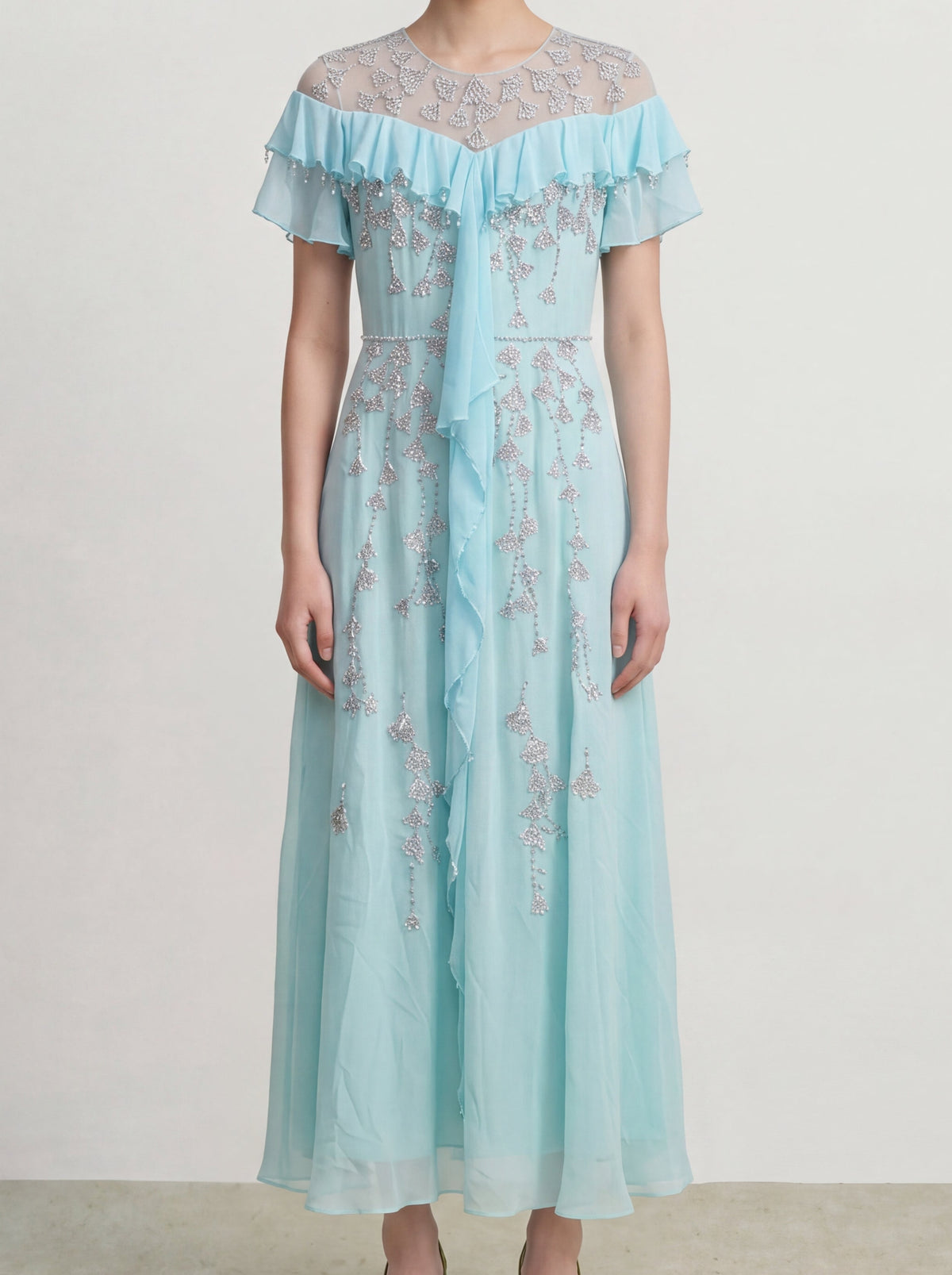 Bleu Dentelle Cascade Dress