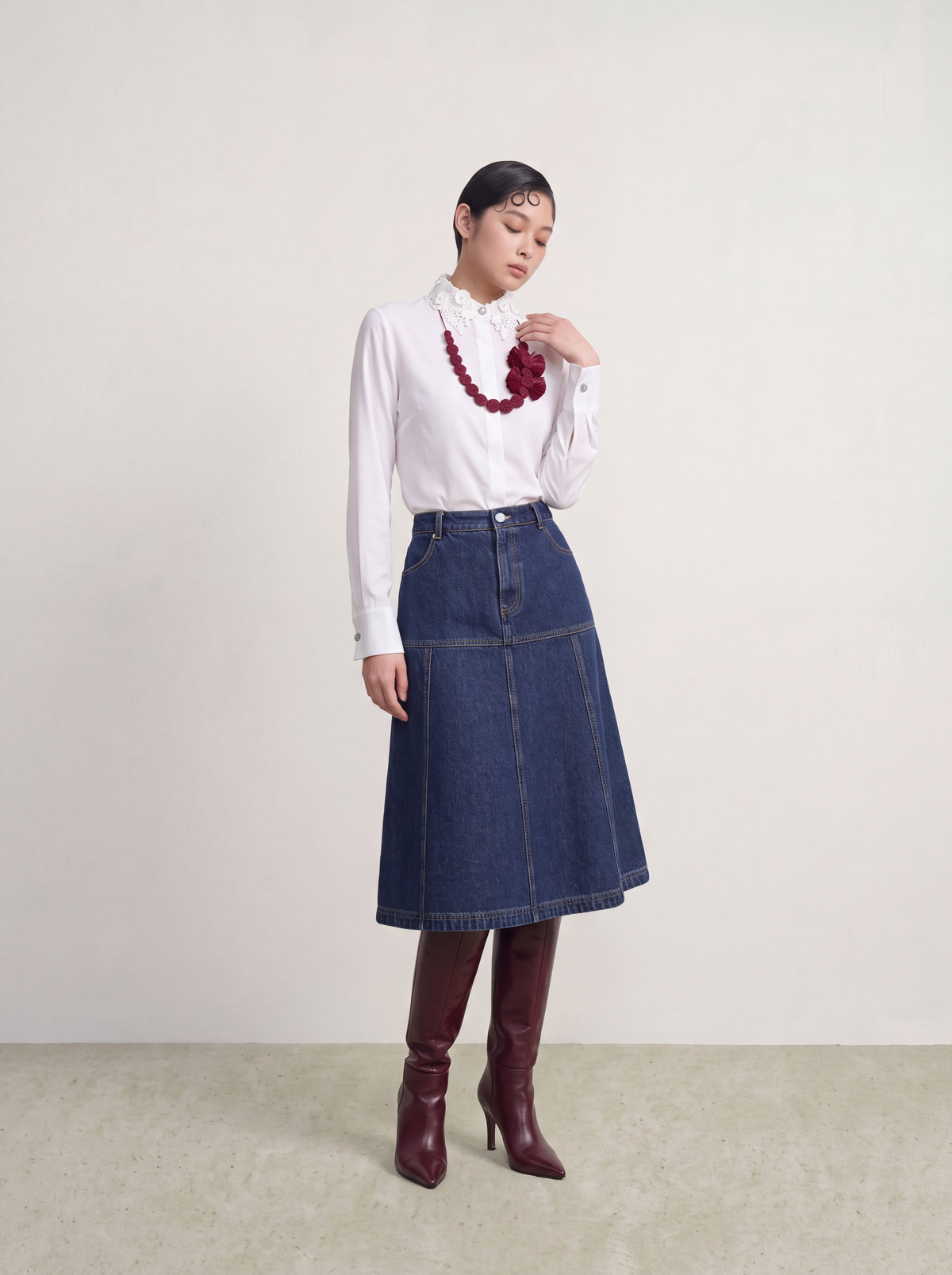 Blanc Dentelle Fleurie Blouse