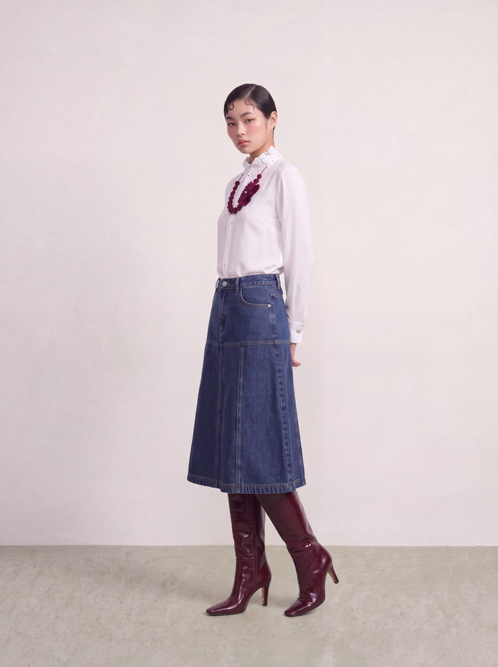Blanc Dentelle Fleurie Blouse