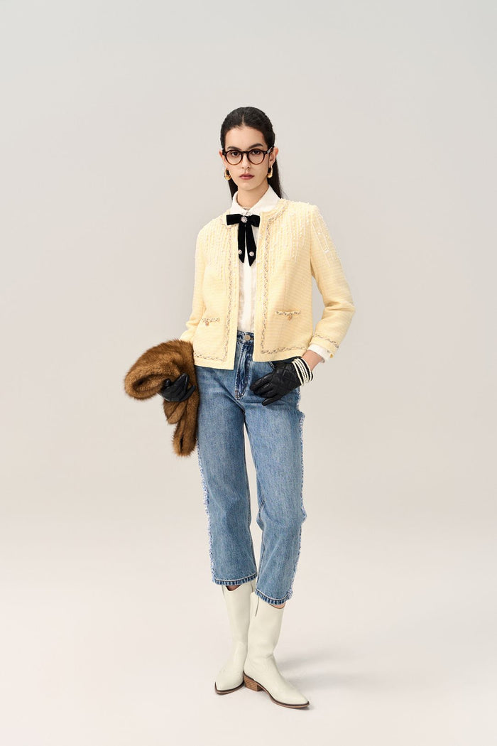 Frayed Side Seam Straight-leg Washed Jeans