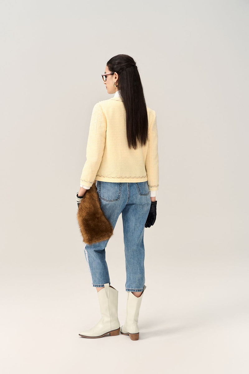 Mix Braided-trim embellished Tweed Jacket