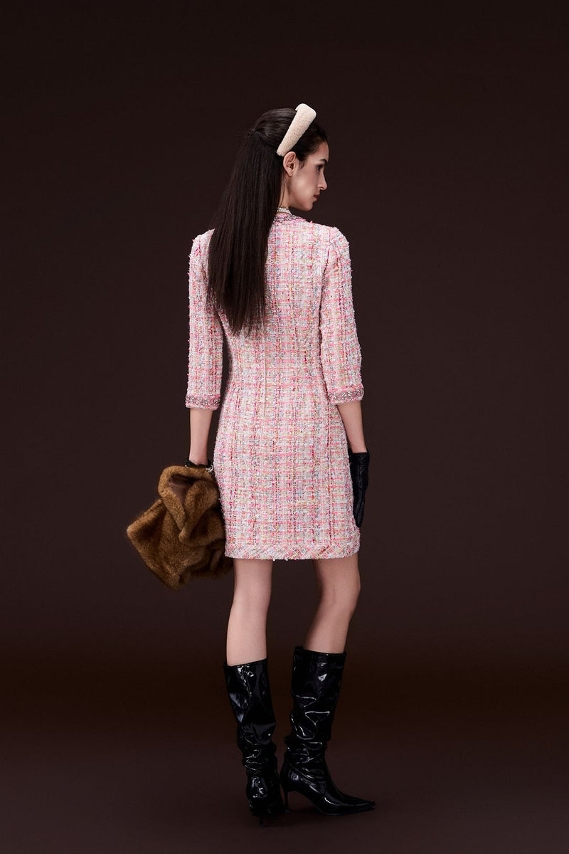 Mixed-media Woven Welt-pocket Dress