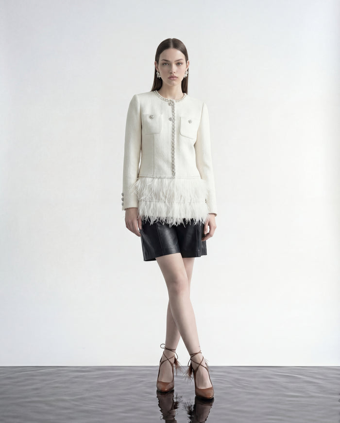 High-Waist Noir Leather Tailored Shorts