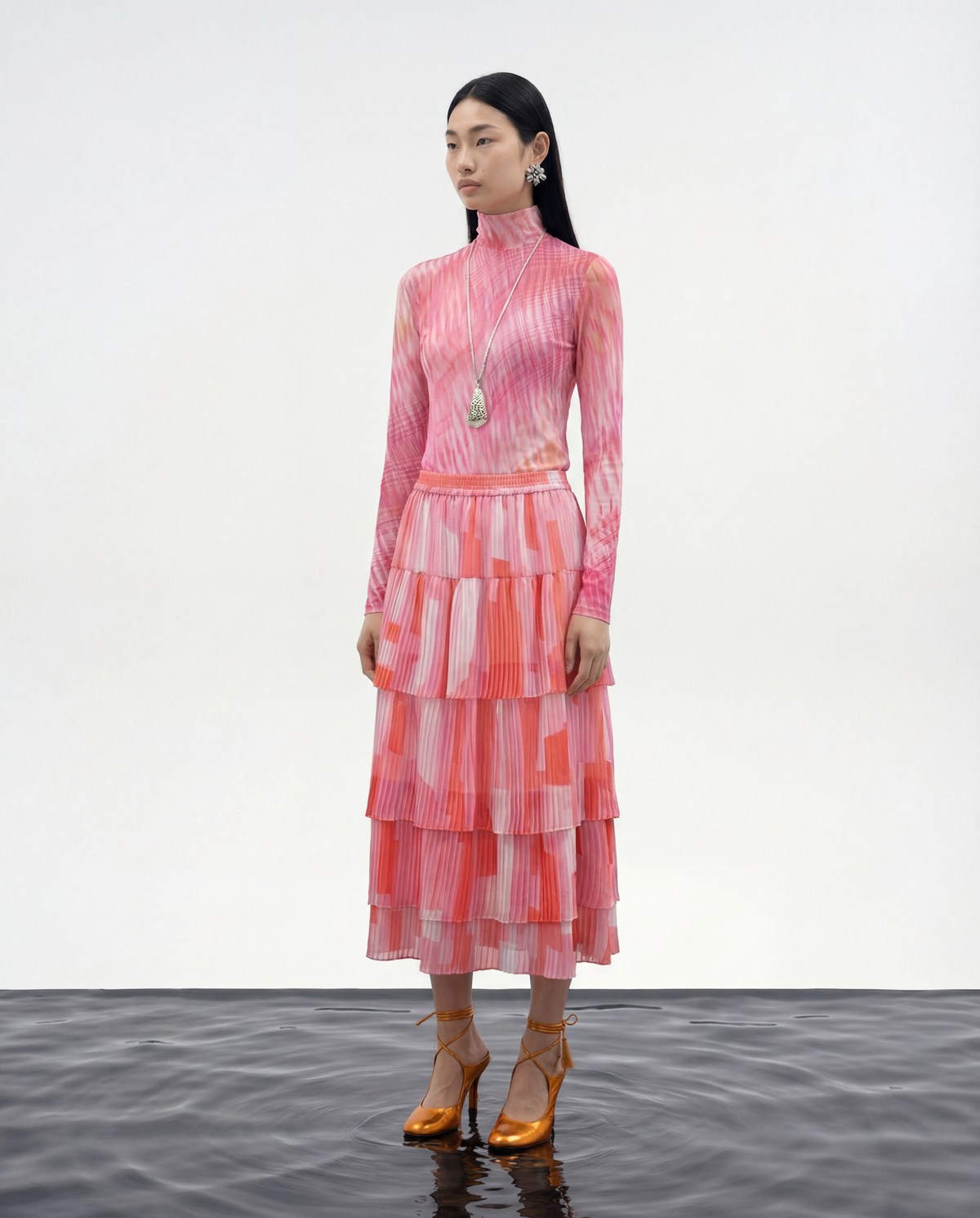 Ripple Bloom High-Neck Top