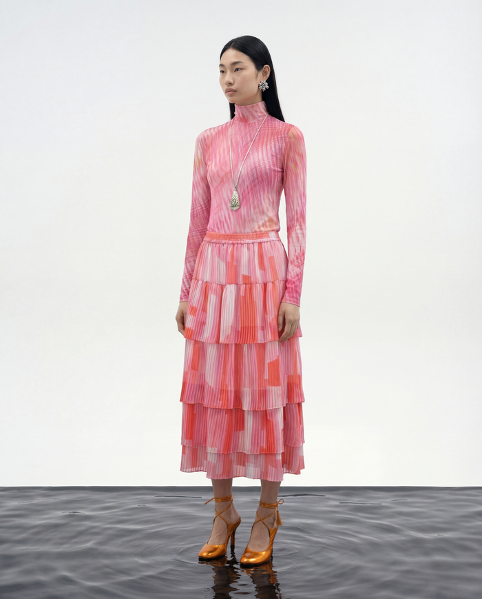 Ripple Bloom High-Neck Top