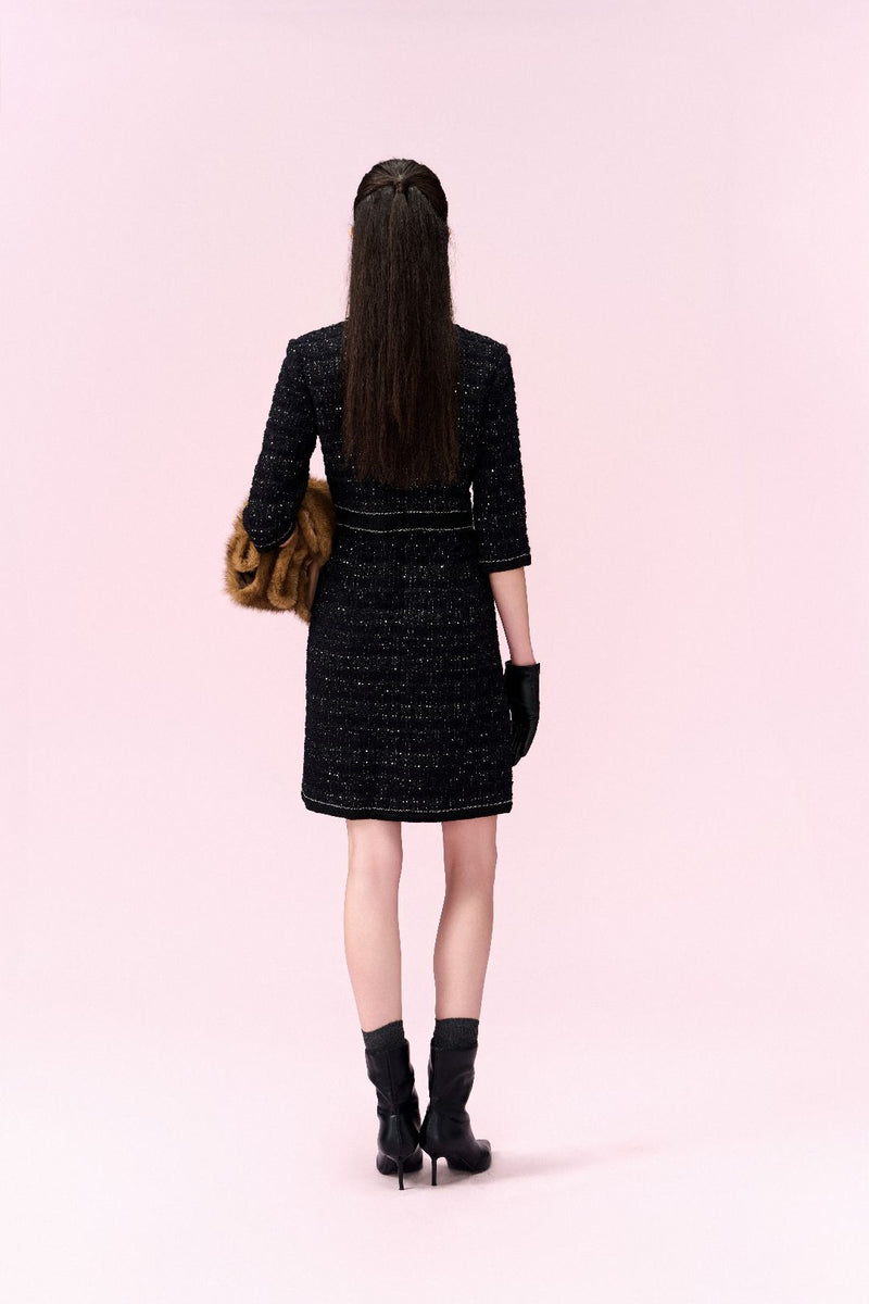 Bijou Button Tweed Dress