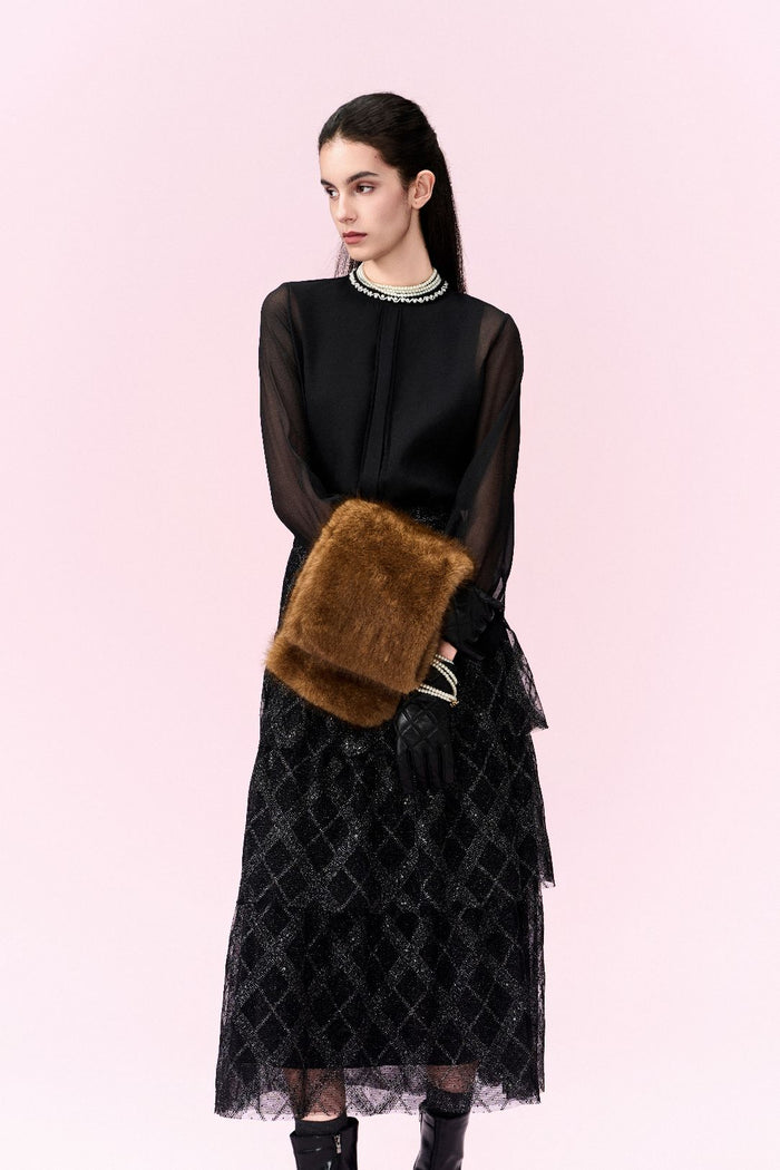 Embellished Floral Trim Sheer Blouse