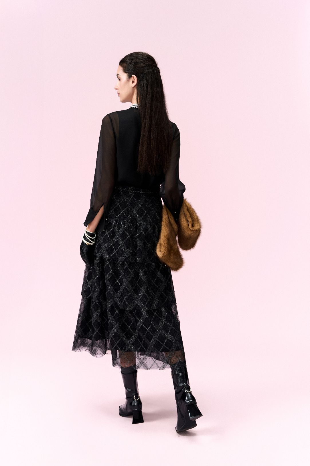 Embellished Floral Trim Sheer Blouse