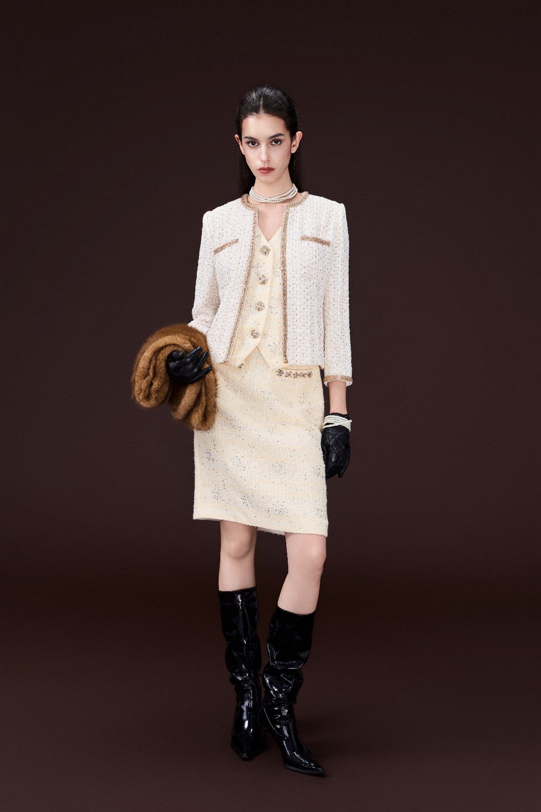 Contrasting-trim Beaded Jacket