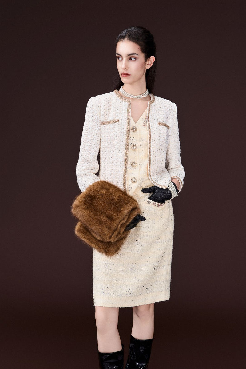 Contrasting-trim Beaded Jacket