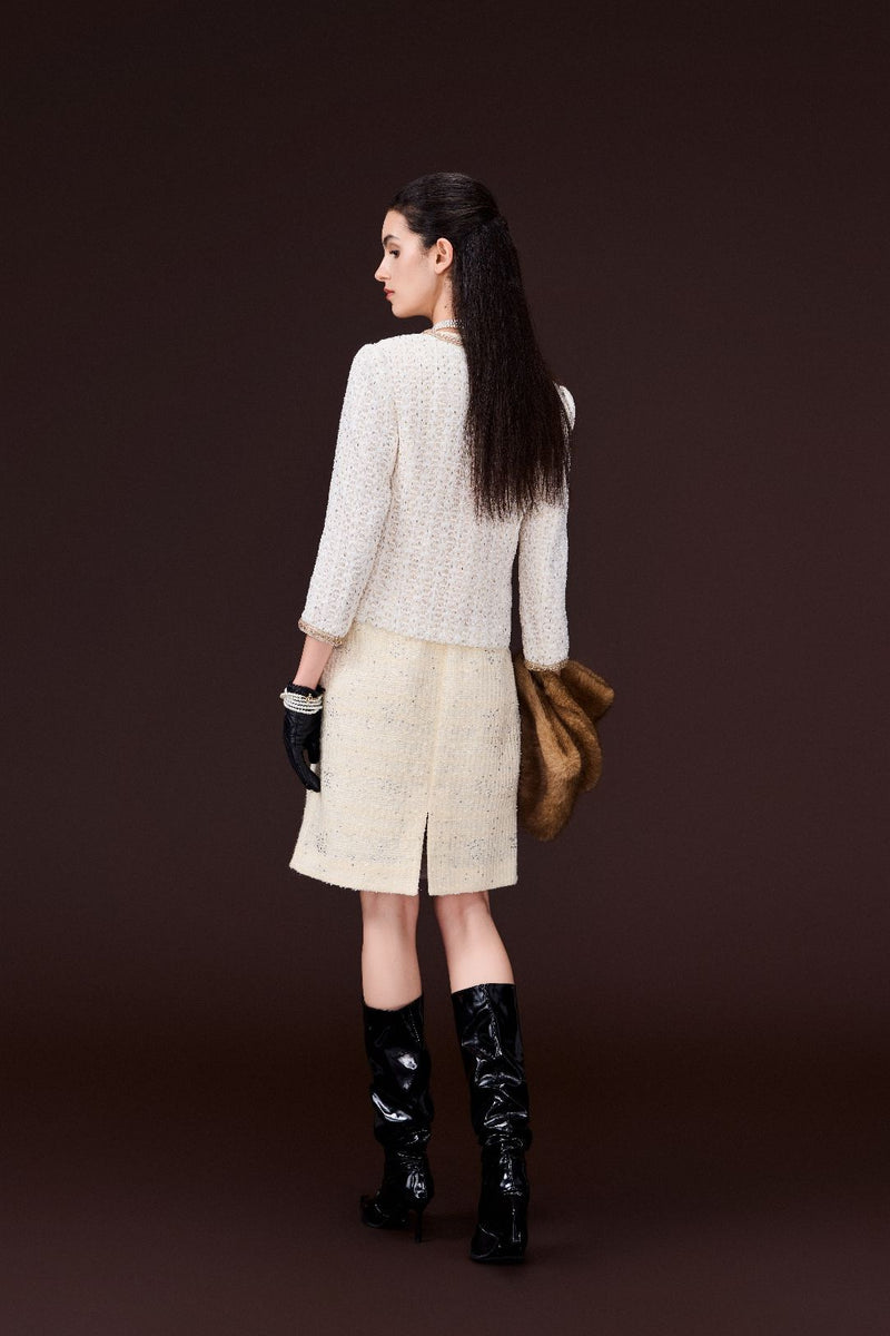 Contrasting-trim Beaded Jacket