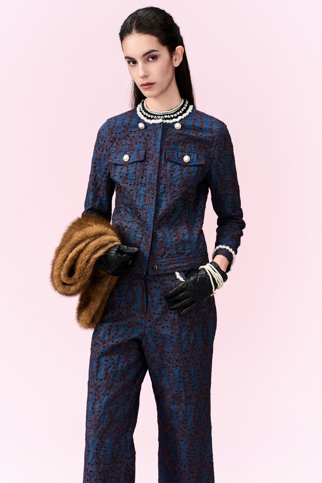 Contrast Embroidered Monogram Jacket