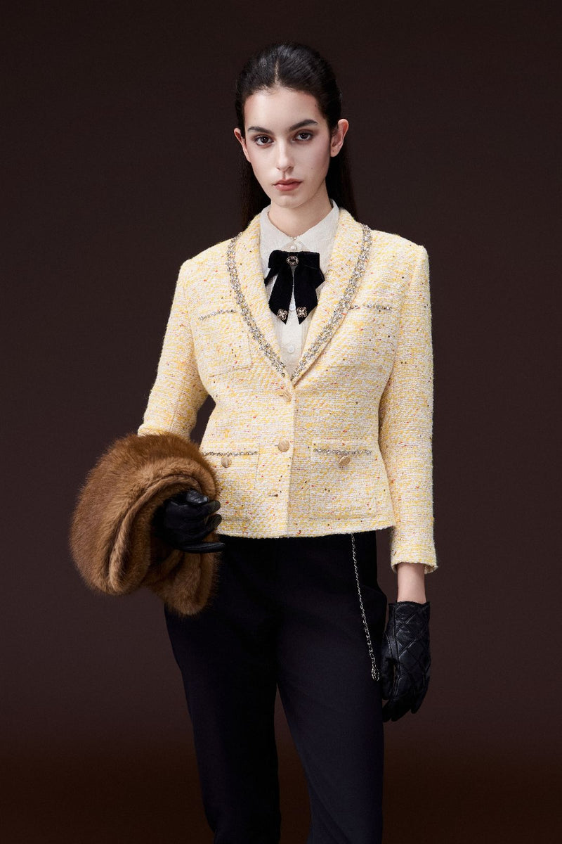 Crystal-detail Embellished Shawl-lapel Blazer