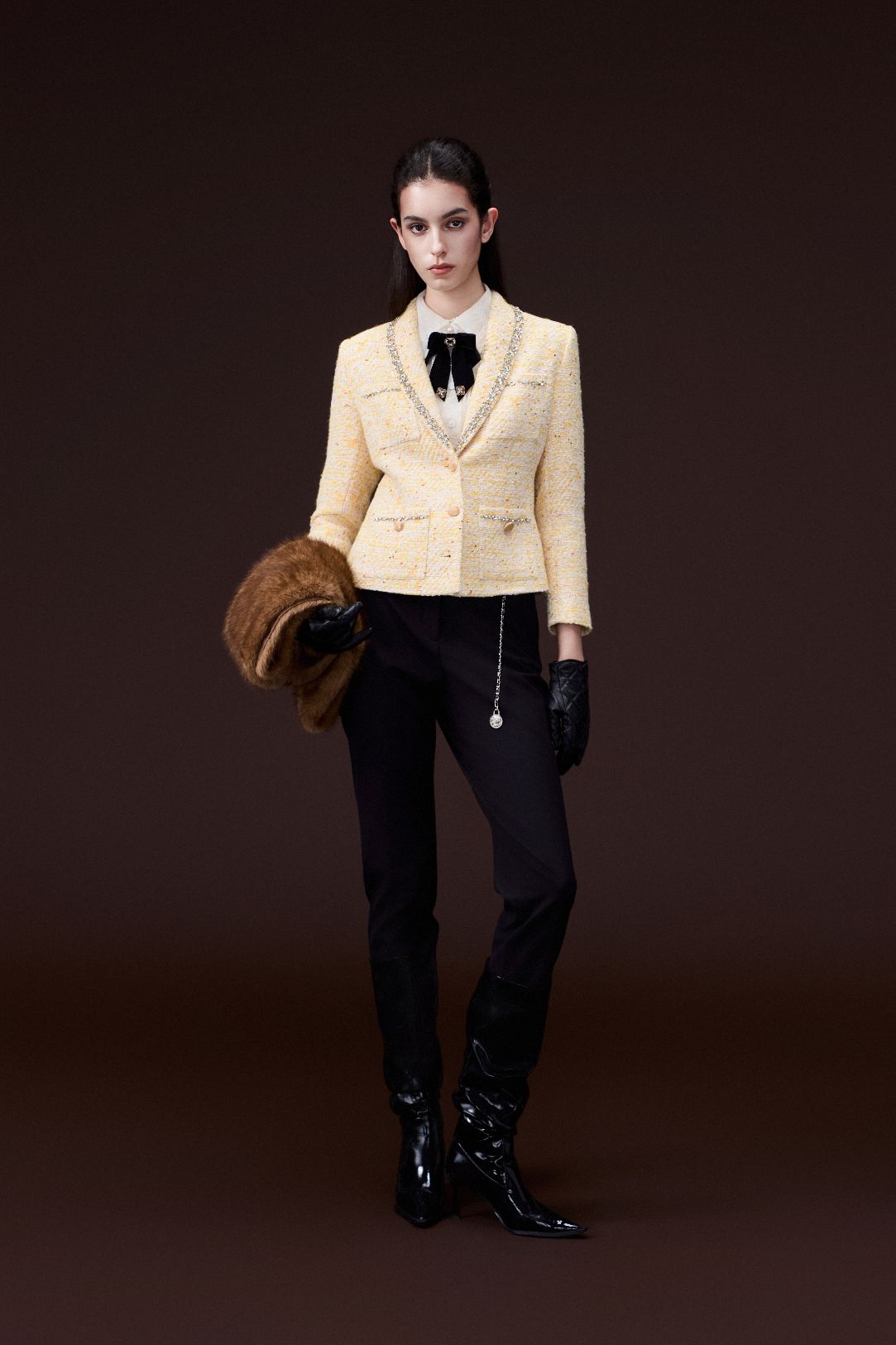 Crystal-detail Embellished Shawl-lapel Blazer