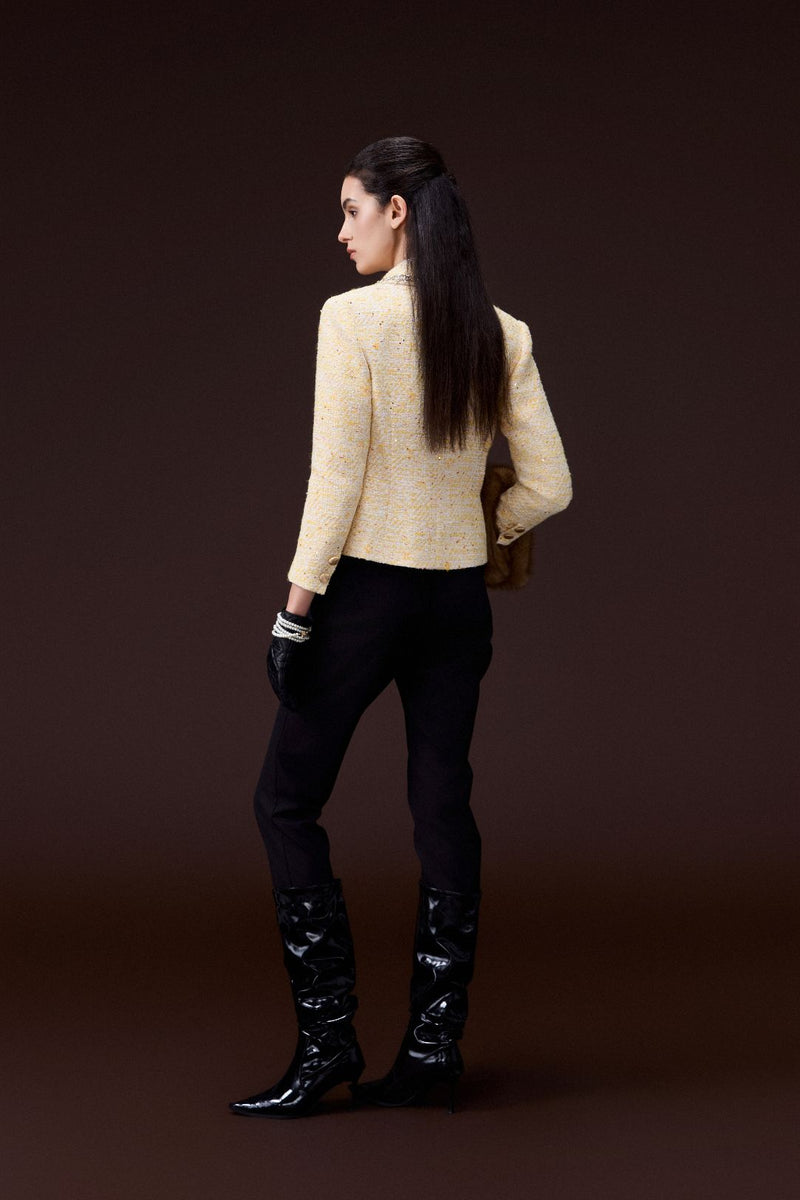 Crystal-detail Embellished Shawl-lapel Blazer