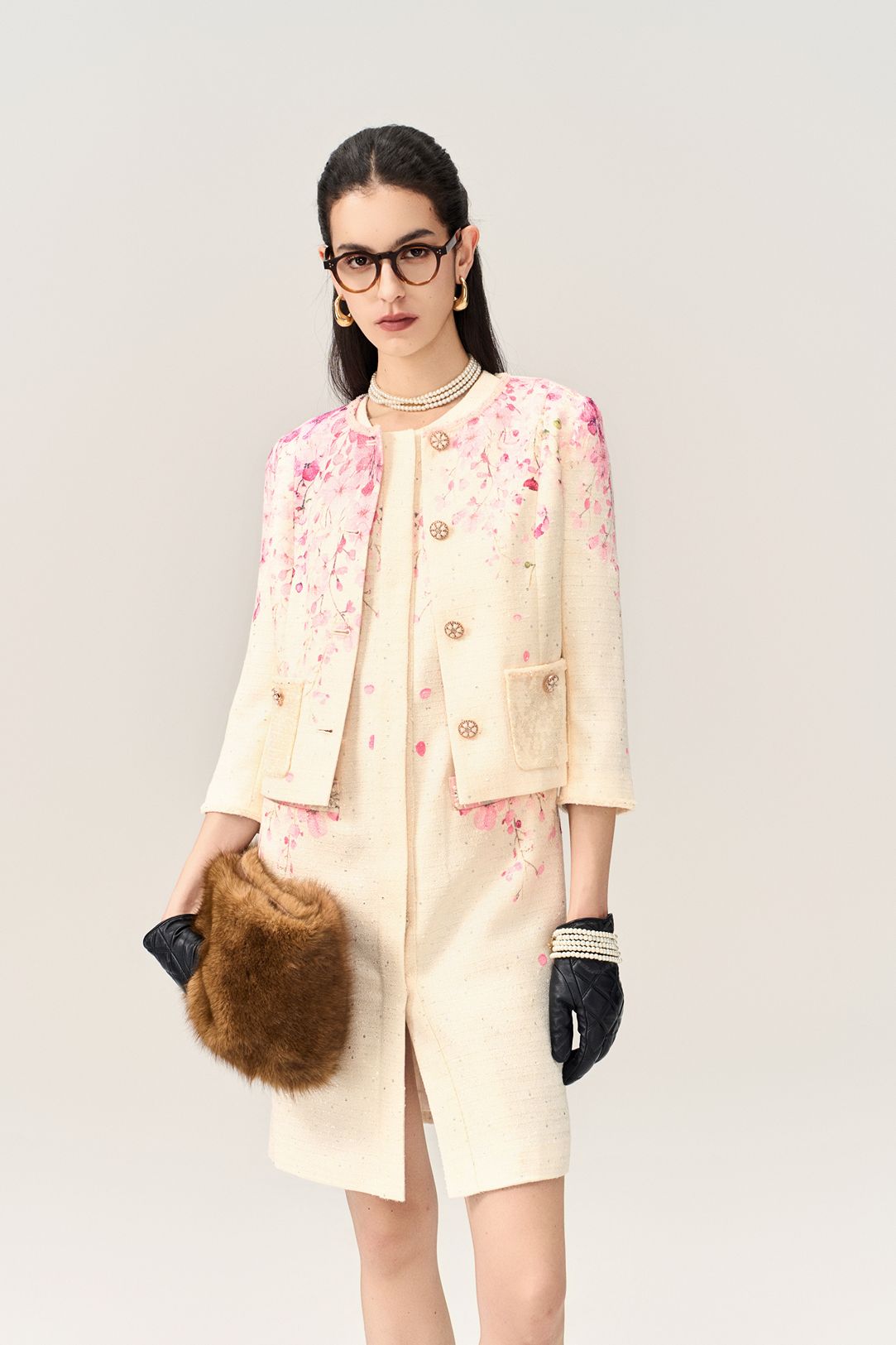 Flower Sequin Tweed Jacket