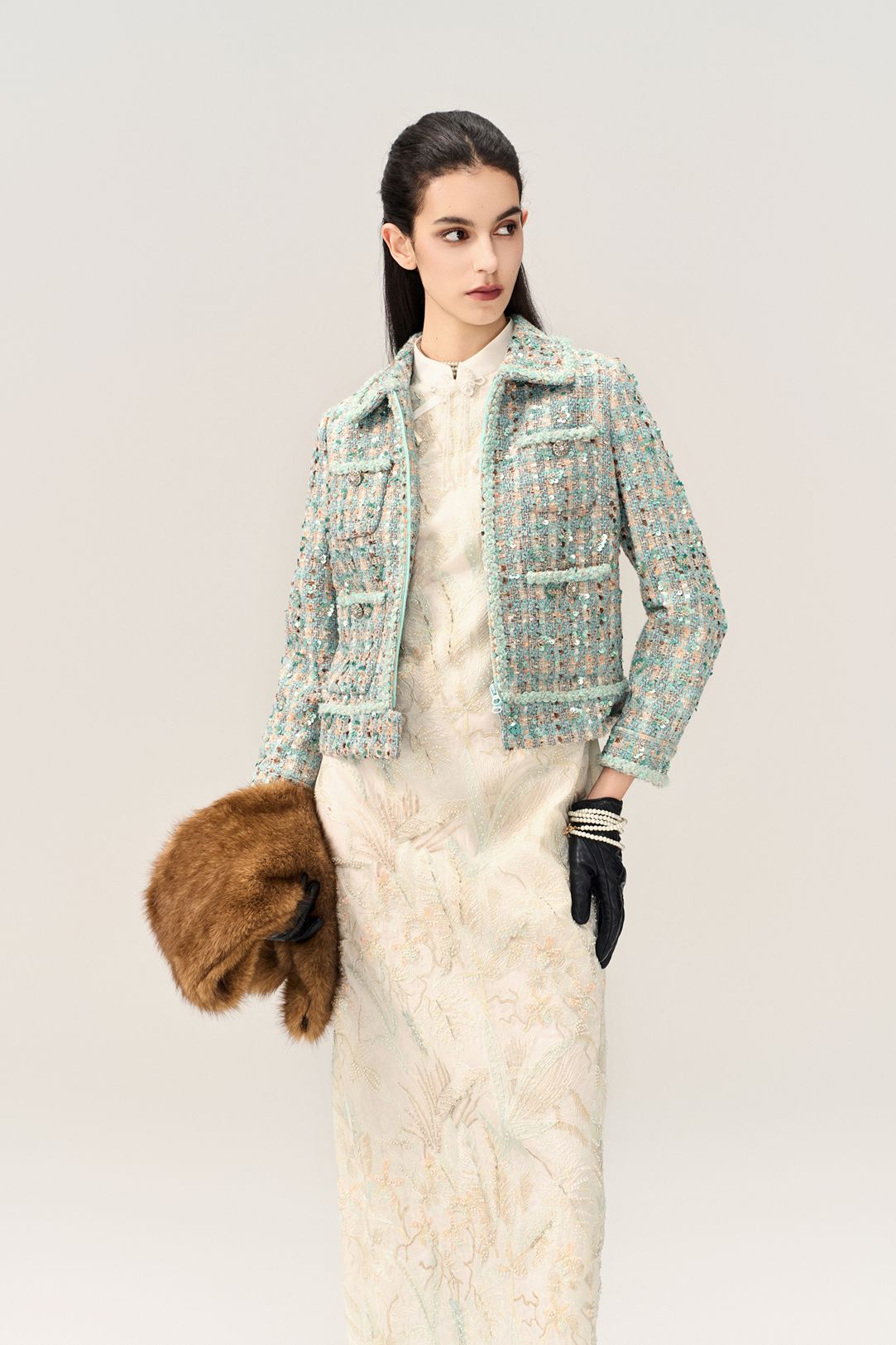 Contrast Checked Tweed Jacket