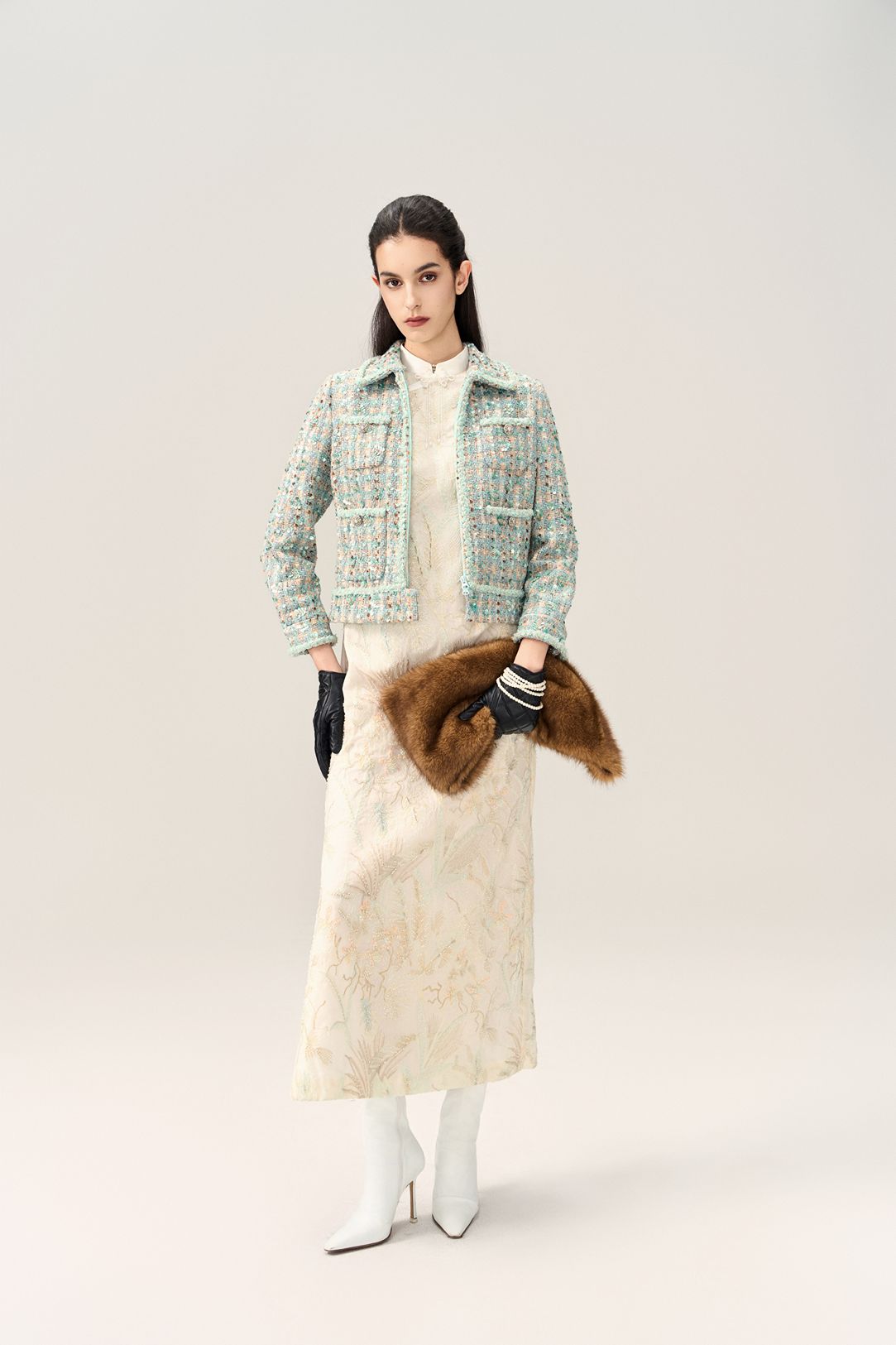 Contrast Checked Tweed Jacket