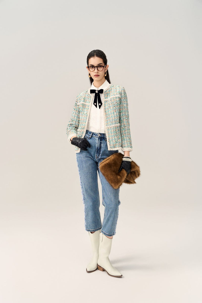 Panelled Pearl-trim Jacket