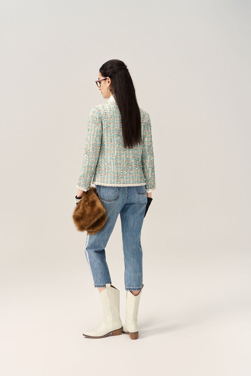 Panelled Pearl-trim Jacket