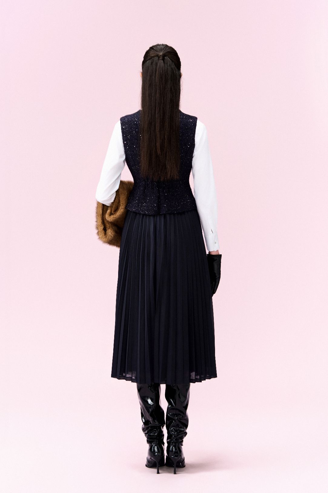 Lurex Tweed Scallop-Hem Dress