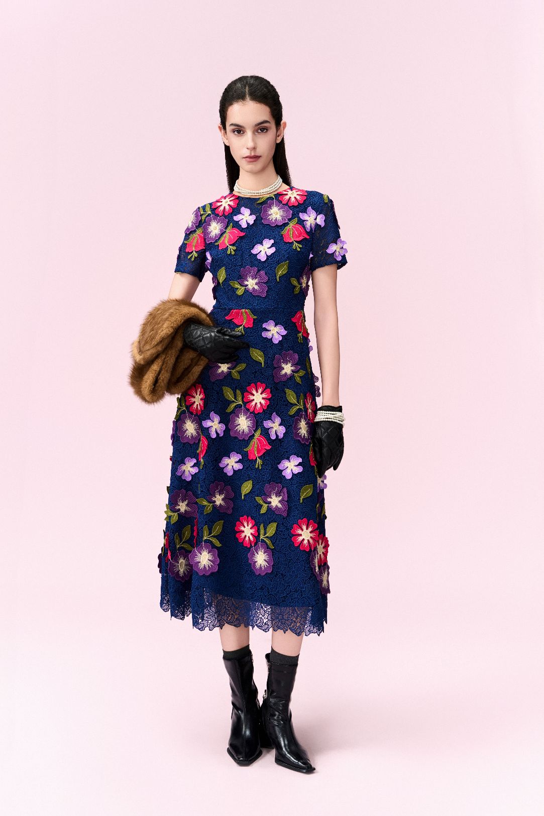 Appliqué Crochet-lace Maxi Dress