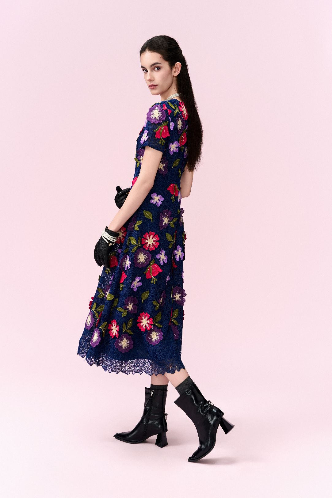 Appliqué Crochet-lace Maxi Dress