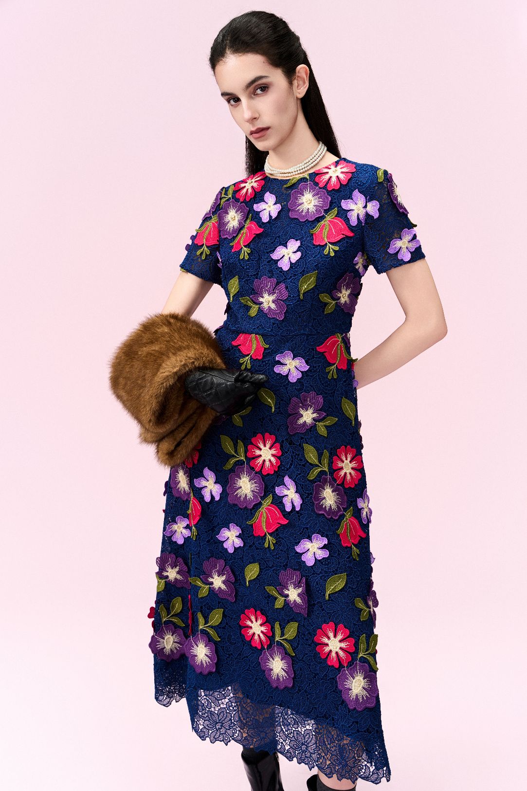 Appliqué Crochet-lace Maxi Dress