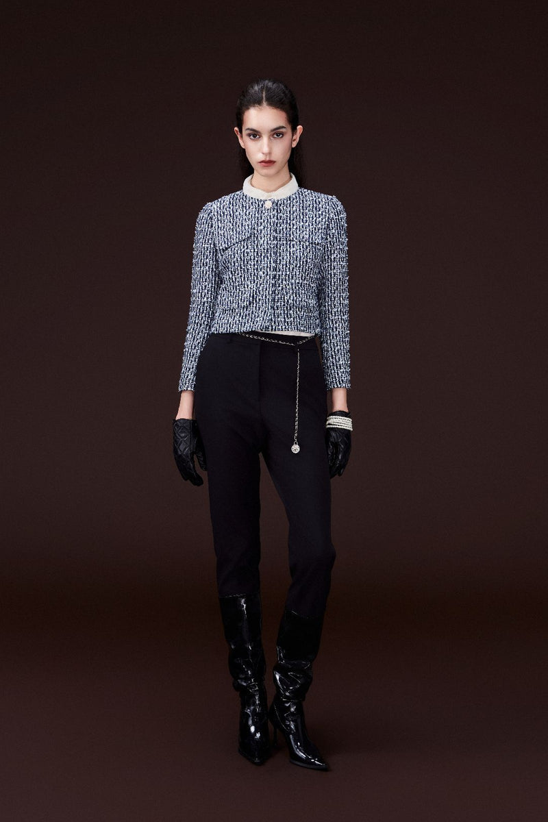 Chain-belt Slim-fit Chiffon Trousers