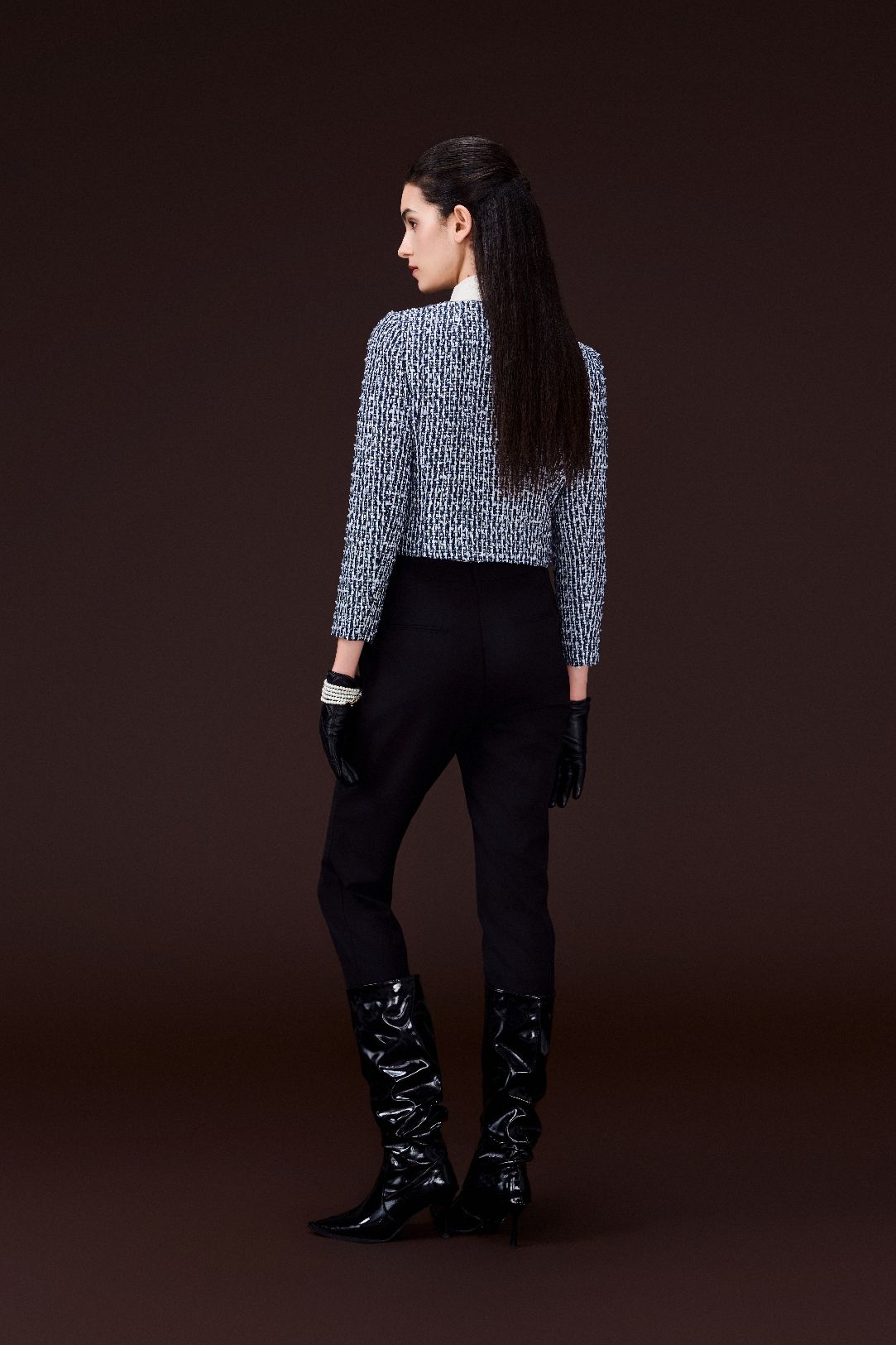 Chain-belt Slim-fit Chiffon Trousers