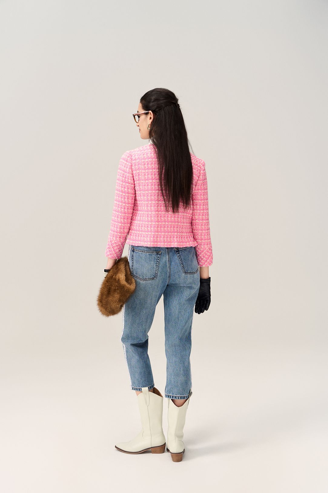 Embellished-button Tweed Cropped Jacket