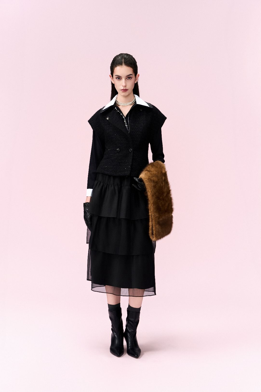 Structured Double-breasted Faux Leather Top