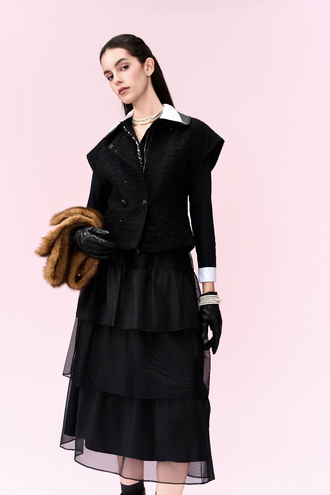 Structured Double-breasted Faux Leather Top