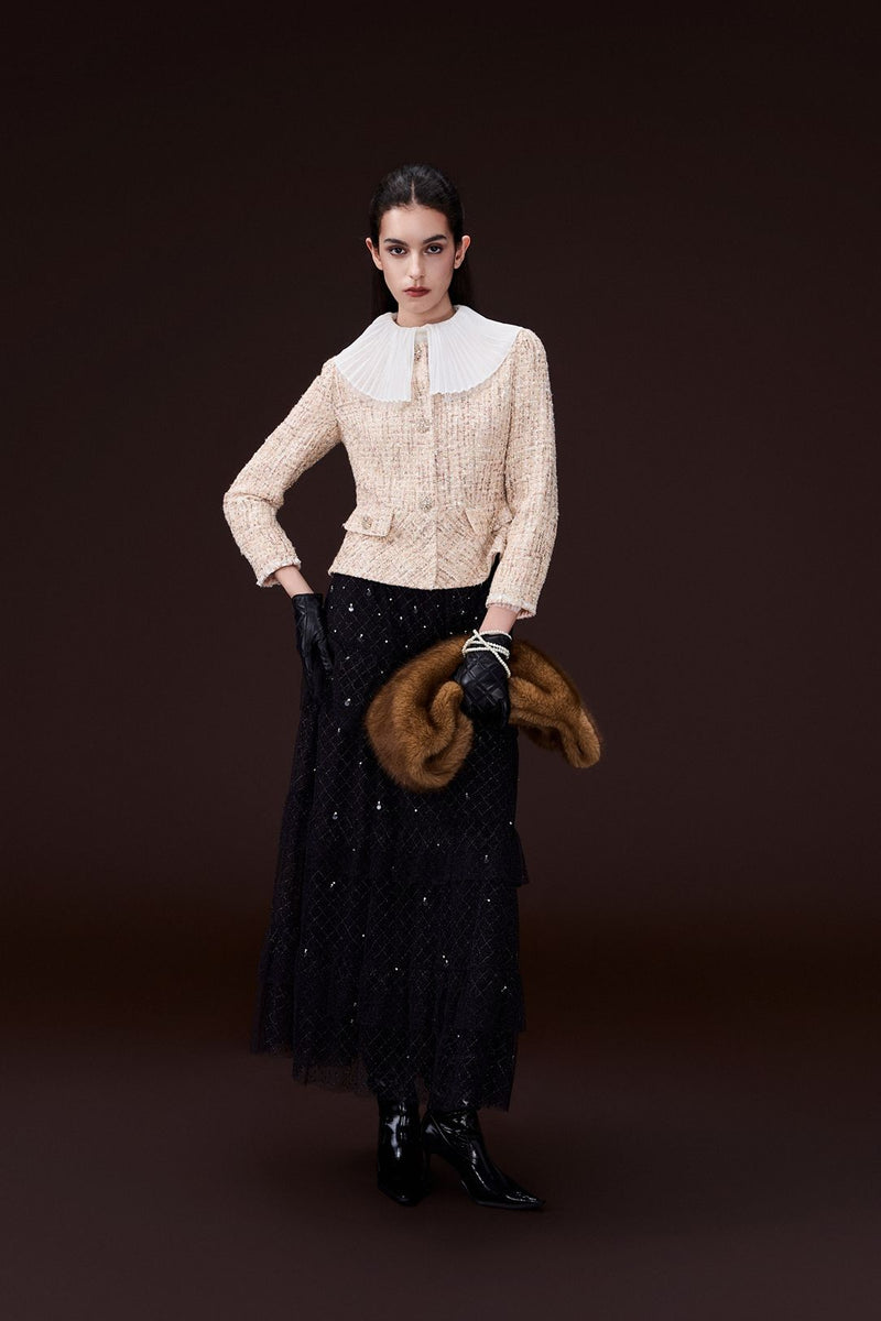 Sequined Tiered Tulle Skirt