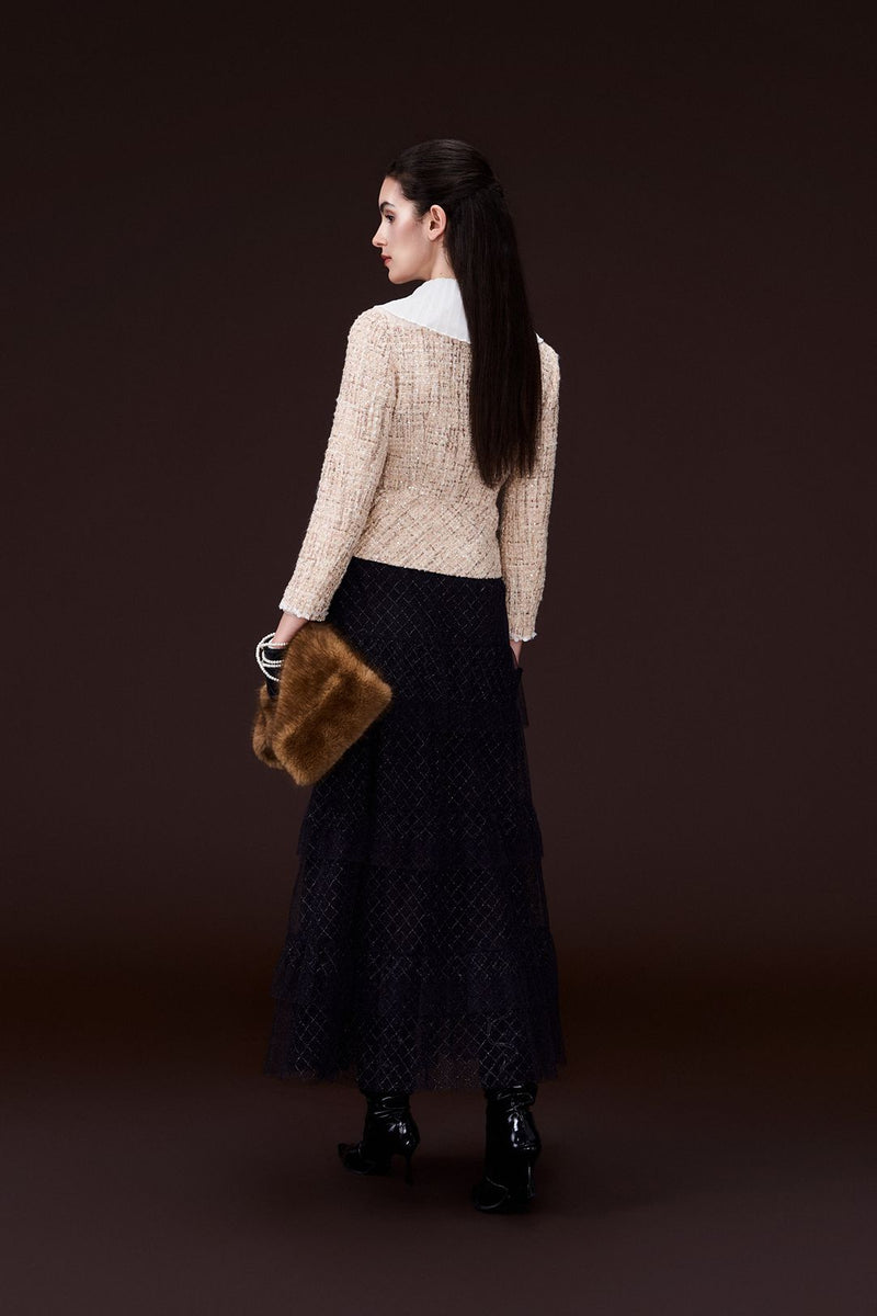 Sequined Tiered Tulle Skirt