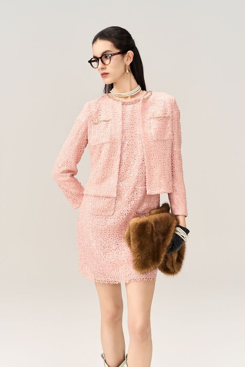 Lurex Crochet-lace Sequin-detail Jacket
