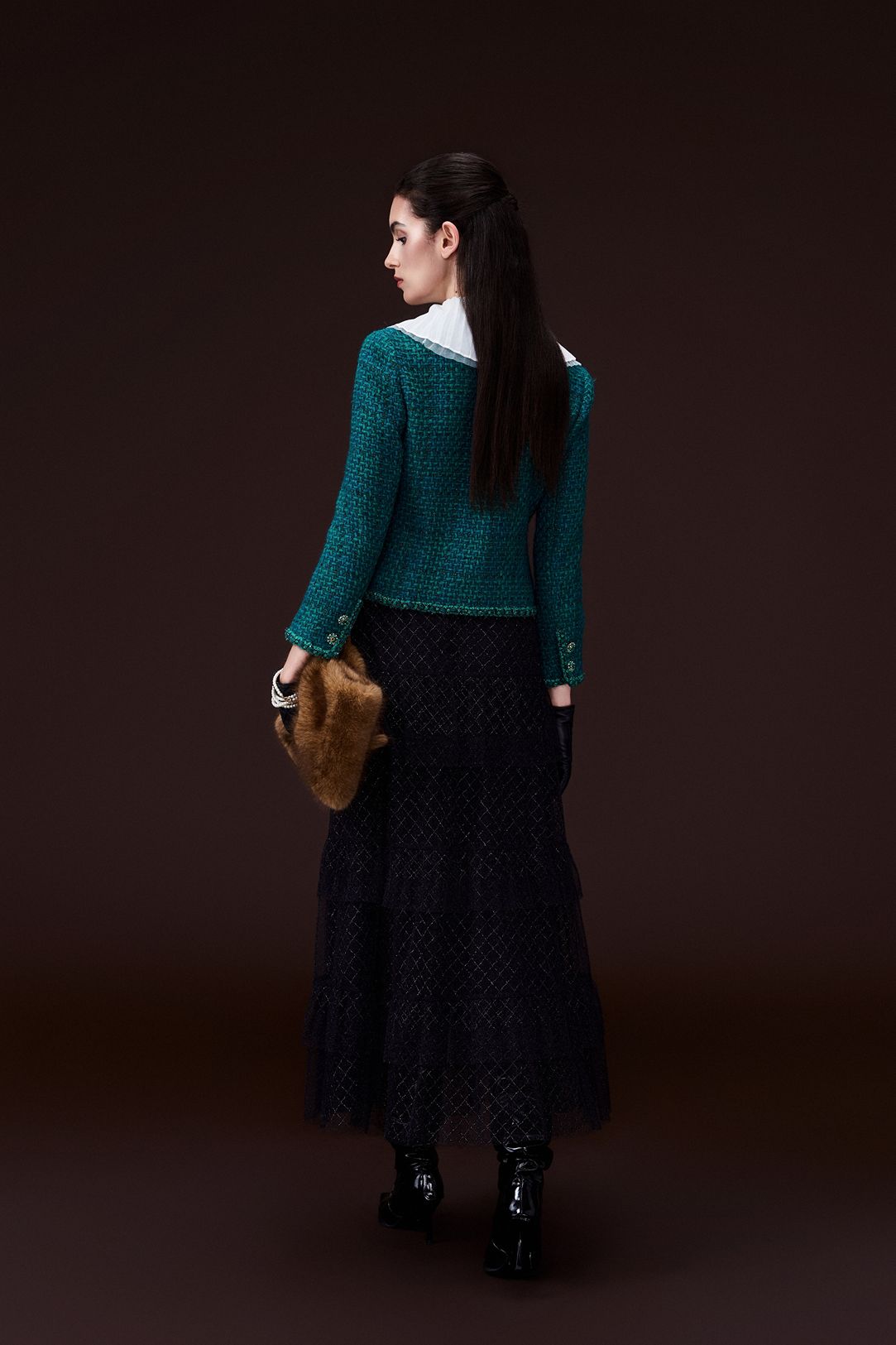 Crystal-button Tweed Cropped Jacket